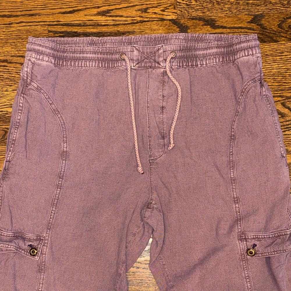 Anthropoloige Dusty Purple Cargo Linen Jogger Pants Women's L - Picture 3 of 7